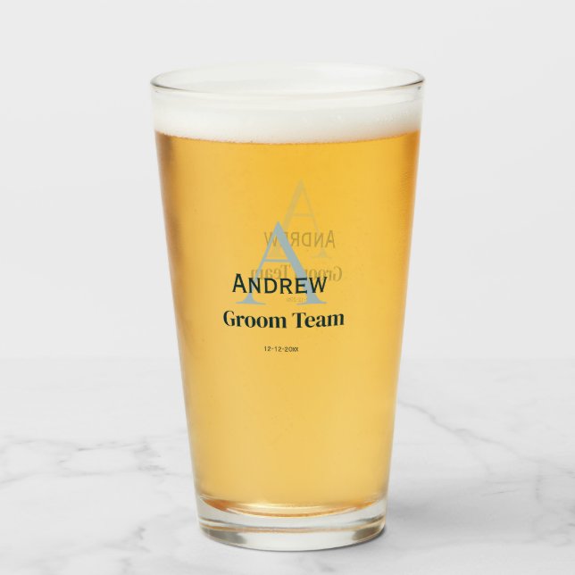 personalisierte Trauzeugen von einfachen Monogramm Glas (Vorne (Gefüllt))