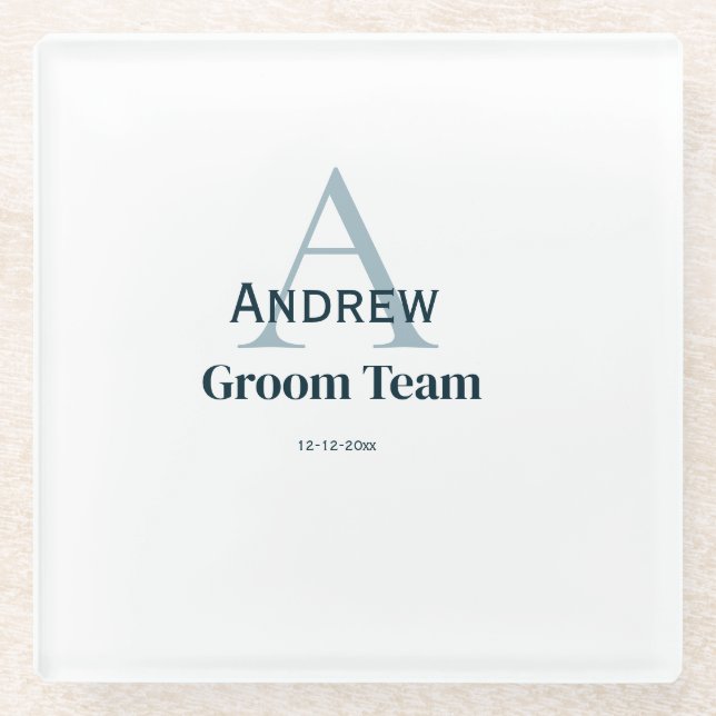 personalisierte Trauzeugen von einfachen Monogramm Glasuntersetzer (Vorderseite)