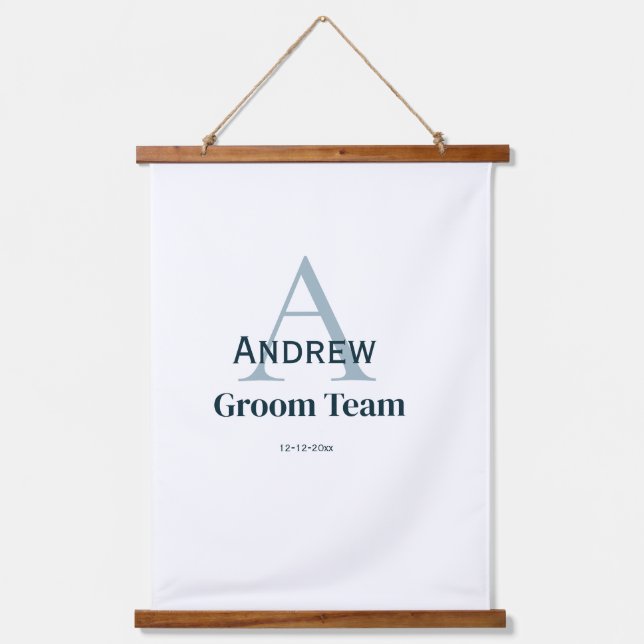 personalisierte Trauzeugen von einfachen Monogramm Wandteppich Mit Holzrahmen (Vorderseite)