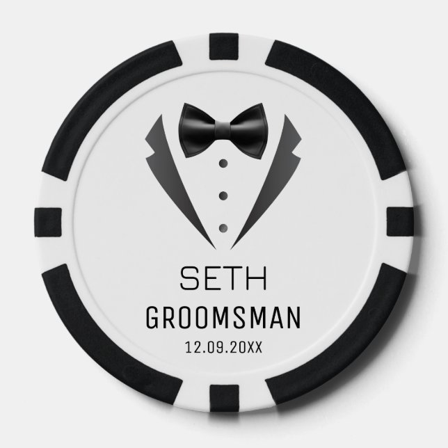Personalisierte Trauzeugen Wedding Tuxedo Monogram Pokerchips (Vorderseite)