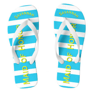 Personalisierte Trauzeugin Aqua gelb Farbe Flip Flops