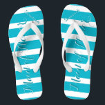 Personalisierte Trauzeugin Aqua oder Farbe Flip Flops<br><div class="desc">Sea Blue Aqua Stripes Muster - Ändern Sie die Farbe,  indem Sie auf Anpassen klicken. Und sagen Sie alles,  was Sie gewollt haben. Machen Sie diese eine Art Flip Flops,  die Ihre Nachricht auf ihnen haben. Sei das Gerede vom Strand!</div>