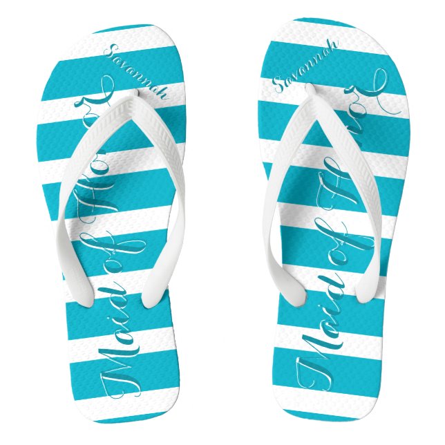 Personalisierte Trauzeugin Aqua oder Farbe Flip Flops (Fußbett)