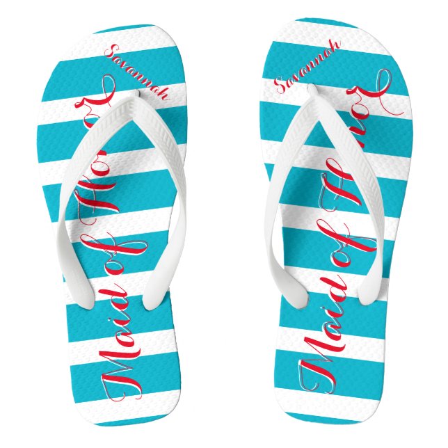 Personalisierte Trauzeugin Aqua oder Farbe Flip Flops (Fußbett)