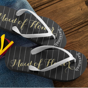 Personalisierte Trauzeugin Golden Yellow Flip Flops