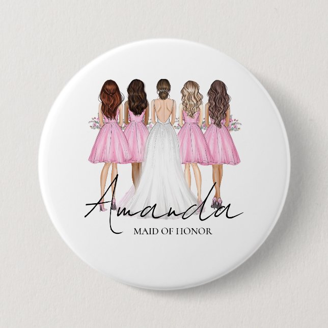 Personalisierte Trauzeugin Individuelle Name-Gesch Button (Vorderseite)