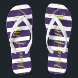 Personalisierte Trauzeugin Lila Gelb, Farbe Flip Flops<br><div class="desc">Rich Gold und Twilight Lila Hochzeitsfeier Flip Flops Bride,  Bridesmaid oder Trauzeugin. Sogar für die Typ,  Gräuel,  Trauzeuge und Trauzeuge Flipflops.</div>