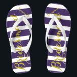 Personalisierte Trauzeugin Lila Gelb, Farbe Flip Flops<br><div class="desc">Rich Gold und Twilight Lila Hochzeitsfeier Flip Flops Bride,  Bridesmaid oder Trauzeugin. Sogar für die Typ,  Gräuel,  Trauzeuge und Trauzeuge Flipflops.</div>
