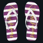Personalisierte Trauzeugin Lila Gelb, Farbe Flip Flops<br><div class="desc">Muster für gelbe und Lila Pflaumenmuster - Ändern Sie die Farbe,  indem Sie auf Anpassen klicken. Und sagen Sie alles,  was Sie gewollt haben. Machen Sie diese eine Art Flip Flops,  die Ihre Nachricht auf ihnen haben. Sei das Gerede vom Strand!</div>