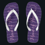 Personalisierte Trauzeugin Lila oder Farbe Flip Flops<br><div class="desc">Lila und Lavendel-Streifen-Muster - Ändern Sie die Farbe durch Klicken auf Anpassen. Und sagen Sie alles, was Sie gewollt haben. Machen Sie diese eine Art Flip Flops, die Ihre Nachricht auf ihnen haben. Sei das Gerede vom Strand! Hochzeitsfeiern, Junggeselinnen-Abschied, tropische Küstenlandschaft, Meereskreuzfahrtstrand, Hochzeitsfeier Geschenke, Ziel-Insel, Kreuzfahrtschiff Hochzeit, Trauzeugin Geschenke, Brautparty...</div>