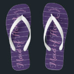 Personalisierte Trauzeugin Lila oder Farbe Flip Flops<br><div class="desc">Lila und Lavendel-Streifen-Muster - Ändern Sie die Farbe durch Klicken auf Anpassen. Und sagen Sie alles, was Sie gewollt haben. Machen Sie diese eine Art Flip Flops, die Ihre Nachricht auf ihnen haben. Sei das Gerede vom Strand! Hochzeitsfeiern, Junggeselinnen-Abschied, tropische Küstenlandschaft, Meereskreuzfahrtstrand, Hochzeitsfeier Geschenke, Ziel-Insel, Kreuzfahrtschiff Hochzeit, Trauzeugin Geschenke, Brautparty...</div>