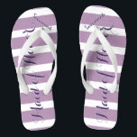 Personalisierte Trauzeugin Lila oder Farbe Flip Flops<br><div class="desc">Lila und Lavendel-Streifen-Muster - Ändern Sie die Farbe durch Klicken auf Anpassen. Und sagen Sie alles,  was Sie gewollt haben. Machen Sie diese eine Art Flip Flops,  die Ihre Nachricht auf ihnen haben. Sei das Gerede vom Strand!</div>