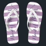 Personalisierte Trauzeugin Lila oder Farbe Flip Flops<br><div class="desc">Lila und Lavendel-Streifen-Muster - Ändern Sie die Farbe durch Klicken auf Anpassen. Und sagen Sie alles,  was Sie gewollt haben. Machen Sie diese eine Art Flip Flops,  die Ihre Nachricht auf ihnen haben. Sei das Gerede vom Strand!</div>