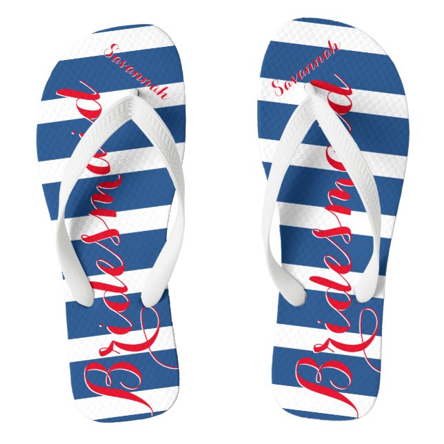 Personalisierte Trauzeugin Red White Blue Flip Flops (Fußbett)