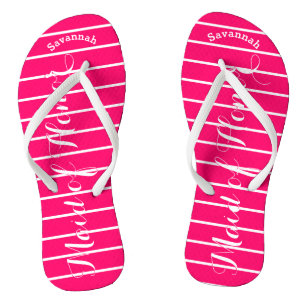 Personalisierte Trauzeugin Rosa Flip Flops