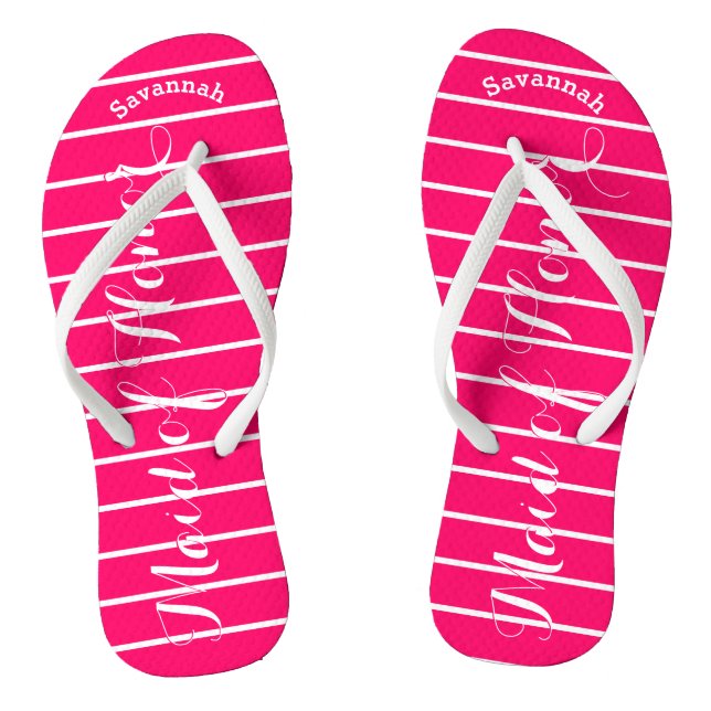 Personalisierte Trauzeugin Rosa Flip Flops (Fußbett)