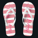 Personalisierte Trauzeugin Rosa oder eine beliebig Flip Flops<br><div class="desc">Pink Streifen Muster - Ändern Sie die Farbe durch Klicken auf Anpassen. Und sagen Sie alles, was Sie gewollt haben. Machen Sie diese eine Art Flip Flops, die Ihre Nachricht auf ihnen haben. Sei das Gerede vom Strand! Hochzeitsfeiern, Junggeselinnen-Abschied, tropische Küstenlandschaft, Meereskreuzfahrtstrand, Hochzeitsfeier Geschenke, Ziel-Insel, Kreuzfahrtschiff Hochzeit, Trauzeugin Geschenke, Brautparty...</div>