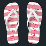 Personalisierte Trauzeugin Rosa oder eine beliebig Flip Flops<br><div class="desc">Pink Streifen Muster - Ändern Sie die Farbe durch Klicken auf Anpassen. Und sagen Sie alles, was Sie gewollt haben. Machen Sie diese eine Art Flip Flops, die Ihre Nachricht auf ihnen haben. Sei das Gerede vom Strand! Hochzeitsfeiern, Junggeselinnen-Abschied, tropische Küstenlandschaft, Meereskreuzfahrtstrand, Hochzeitsfeier Geschenke, Ziel-Insel, Kreuzfahrtschiff Hochzeit, Trauzeugin Geschenke, Brautparty...</div>