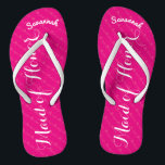 Personalisierte Trauzeugin Rosa oder eine beliebig Flip Flops<br><div class="desc">Magenta Rosa und Weiße Streifen Muster - Ändern Sie die Farbe durch Klicken auf Anpassen. Und sagen Sie alles, was Sie gewollt haben. Machen Sie diese eine Art Flip Flops, die Ihre Nachricht auf ihnen haben. Sei das Gerede vom Strand! Personalisiert mit Ihrem Namen oder was auch immer und Titel...</div>
