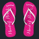 Personalisierte Trauzeugin Rosa oder eine beliebig Flip Flops<br><div class="desc">Magenta Rosa und Weiße Streifen Muster - Ändern Sie die Farbe durch Klicken auf Anpassen. Und sagen Sie alles, was Sie gewollt haben. Machen Sie diese eine Art Flip Flops, die Ihre Nachricht auf ihnen haben. Sei das Gerede vom Strand! Personalisiert mit Ihrem Namen oder was auch immer und Titel...</div>