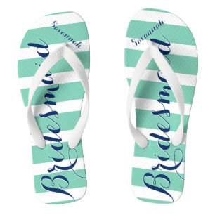 Personalisierte Trauzeugin Rot und Minze Flip Flops