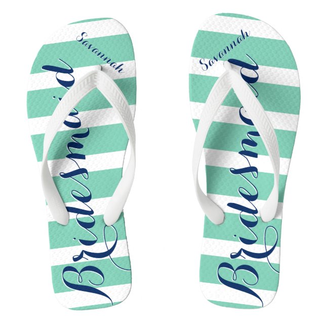 Personalisierte Trauzeugin Rot und Minze Flip Flops (Fußbett)
