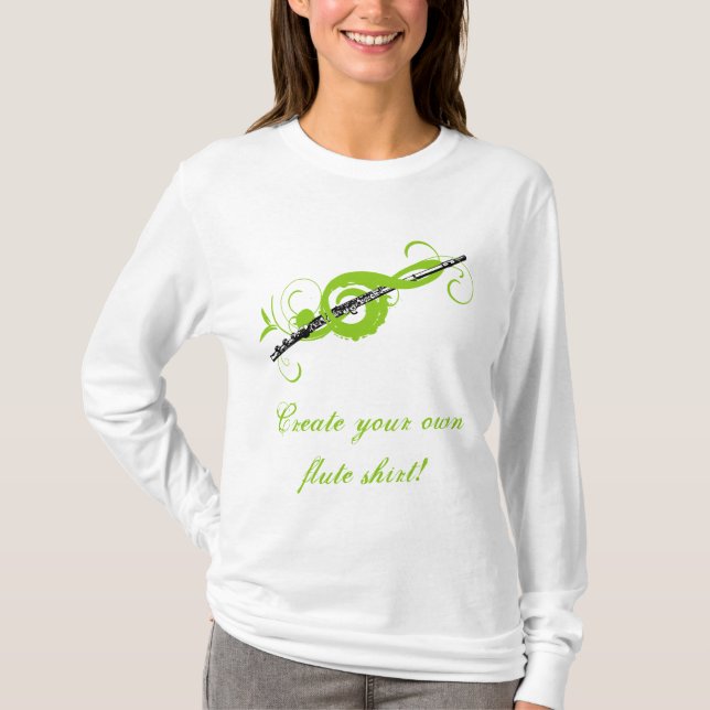 Personalisierte Treble Clef & Flute T-Shirt (Vorderseite)