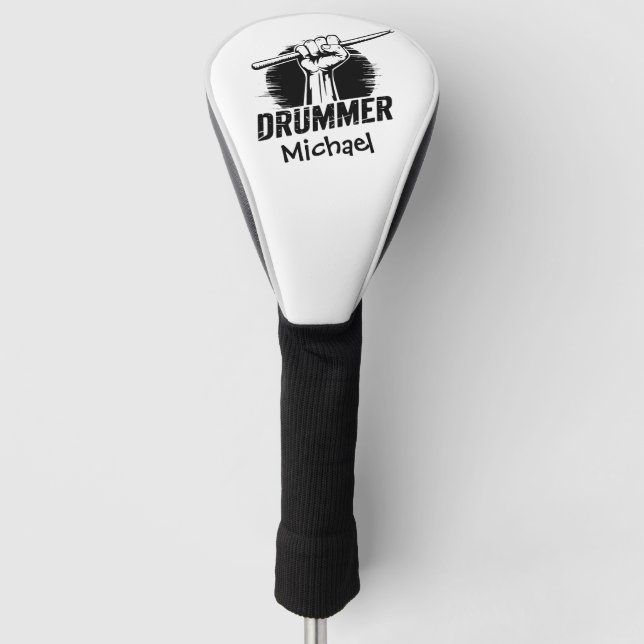 Personalisierte trendige Drummerfaust mit Drumstic Golf Headcover (Vorderseite)