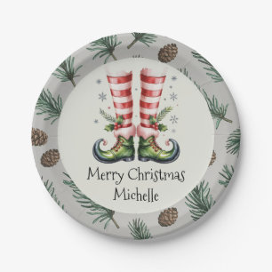 Personalisierte trendige Weihnachtsferien-Elfenfüß Pappteller