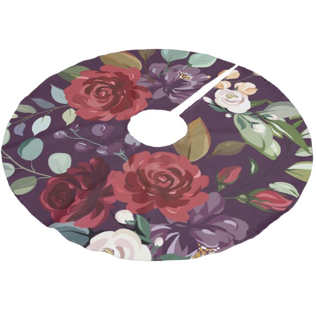 Personalisierte Treppenkleidung Lila Rose Gold Geo Polyester Weihnachtsbaumdecke (Schrägansicht)