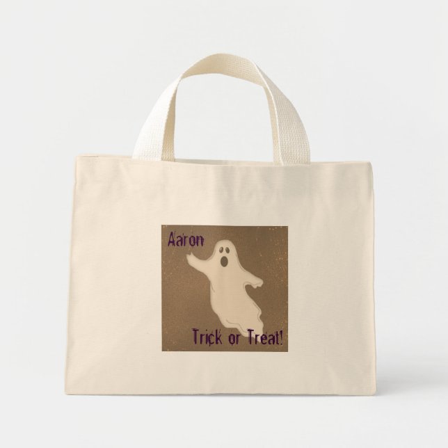 Personalisierte Trick- oder Treatment-Tasche Mini Stoffbeutel (Vorne)