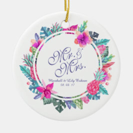 Personalisierte Tropenblumenhochzeit | Ornament