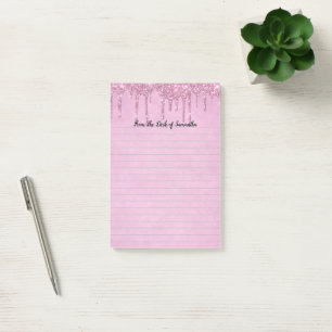 Personalisierte tropfende Glitter-Rosa-Linierung  Post-it Klebezettel