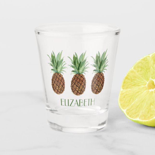 Personalisierte tropische Ananas Schnapsglas (Vorderseite)