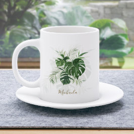 Personalisierte tropische Blätter Kaffeetasse