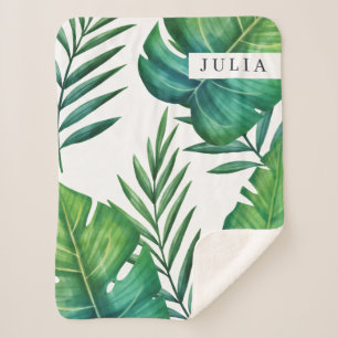 Personalisierte tropische Blätter Sherpadecke