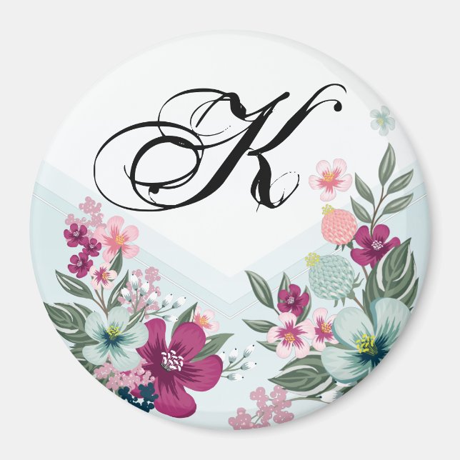 Personalisierte tropische Blume des Magnet in Blue (Vorne)