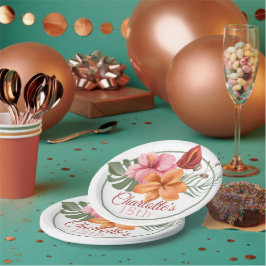 Personalisierte tropische Blume Pappteller