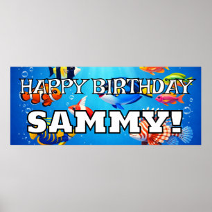 Personalisierte tropische Fische HAPPY BIRTHDAY Poster