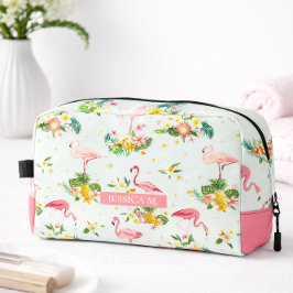 Personalisierte Tropische Flamingo Rosa Strand Vib Waschbeutel