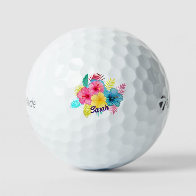 Personalisierte tropische hawaiianische Blume Golfball (Vorderseite)