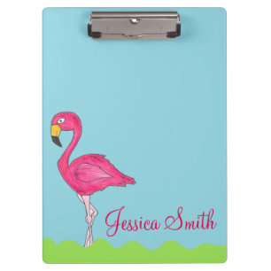 Personalisierte tropische Insel Rosa Flamingo Klemmbrett