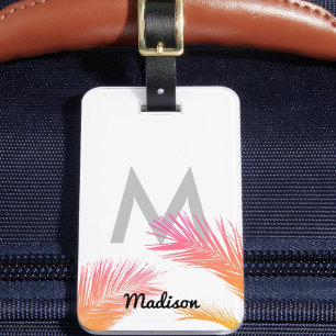 Personalisierte tropische Palmen Monogramm individ Gepäckanhänger