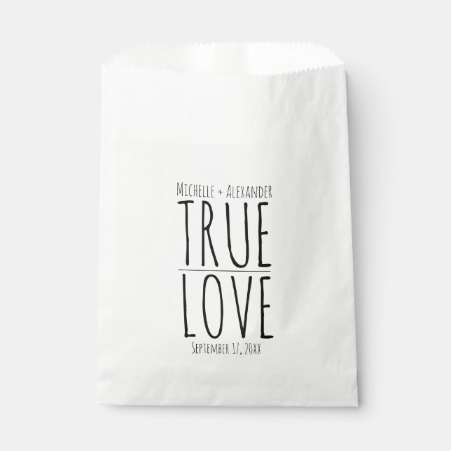 Personalisierte True Love Wedding Leckerei Geschenktütchen (Vorderseite)