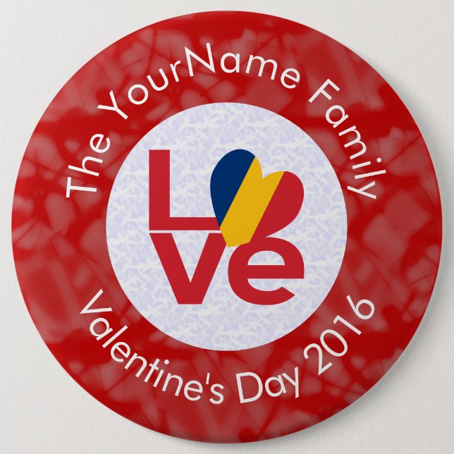 Personalisierte Tschad-Rot-LOVE-Flagge Button (Vorderseite)