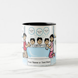 Personalisierte Tub-Zeit - 3 Jungs-Cartoon Zweifarbige Tasse