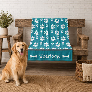 Personalisierte Türkis-Hunde-Decke Welpen-Geschenk Fleecedecke