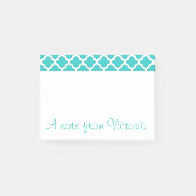Personalisierte Türkis Post It Notizen (Vorderseite)