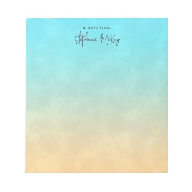 Personalisierte türkisfarbene Sandneigung Notizblock (Vorderseite)