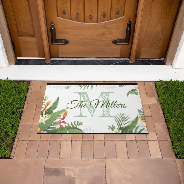 Personalisierte Türmchen Blumen personalisiert Fußmatte (Außenbereich)